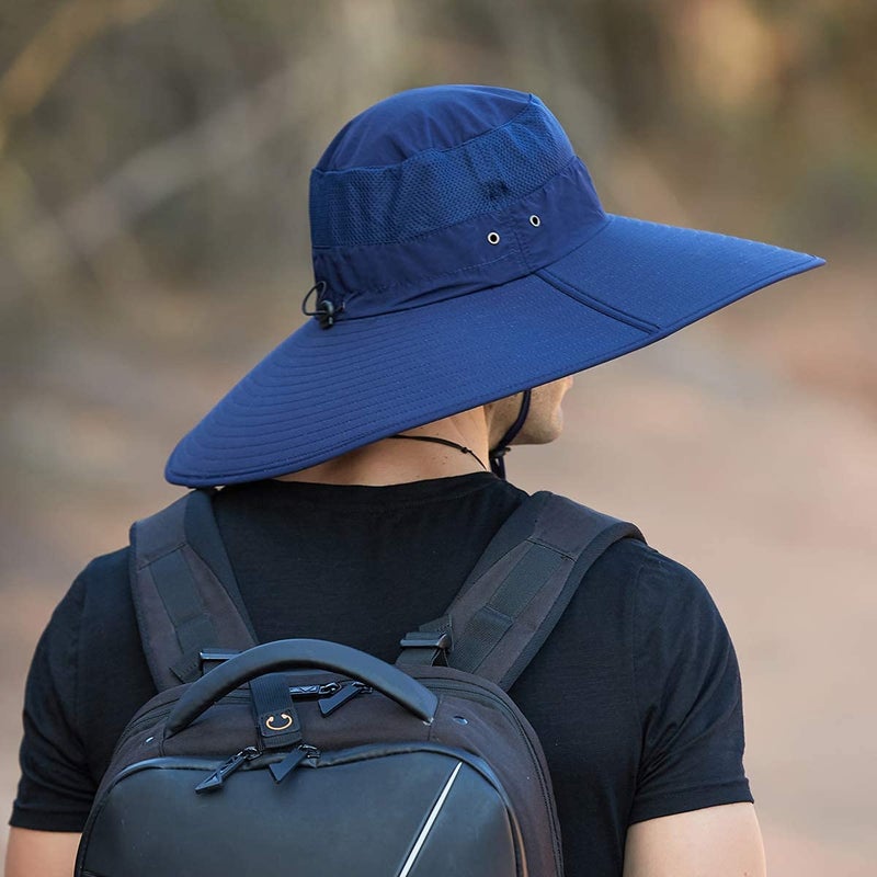 Leotruny Super Wide Brim Bucket Hat UPF50+ Waterproof Sun Hat for Fishing Hiking Camping (C06-Navy Blue) - Image 4
